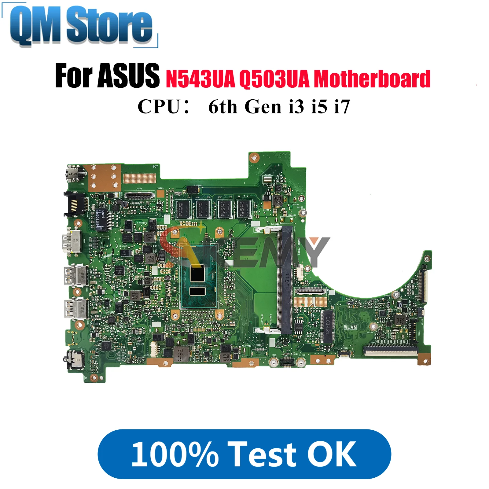 

Q503UA Материнская плата для ноутбука ASUS VivoBook Q503UA N543UA Q503U Материнская плата для ноутбука с процессором i3 i5 i7 100% тест ОК быстрая доставка