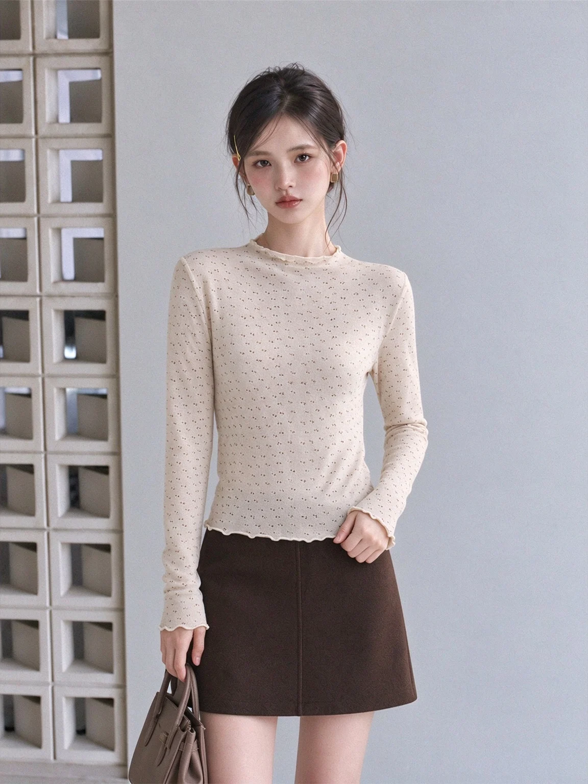 Korean Style Long Sleeve Floral T-Shirt Women's Autumn Slim Fit Base Shirt Unique Not Repeating Inner Wear Casual Top