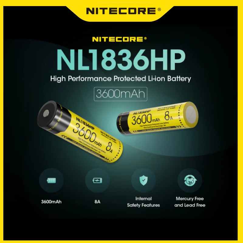 

NITECORE NL1836HP Rechargeable 18650 Battery 3600mAh 3.6V (12.96Wh) For Nitecore Flashlight Headlamp