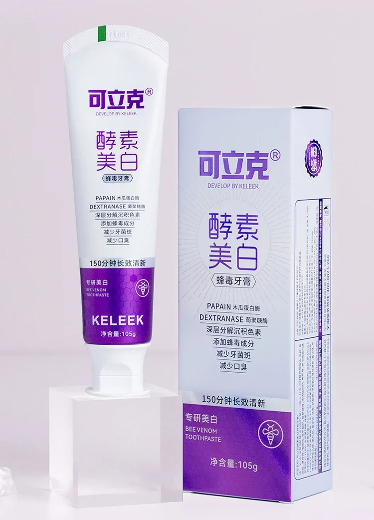 KELEEK enzyme whitening bee venom toothpaste removes stains, whitens teeth, removes bad breath, improves oral health