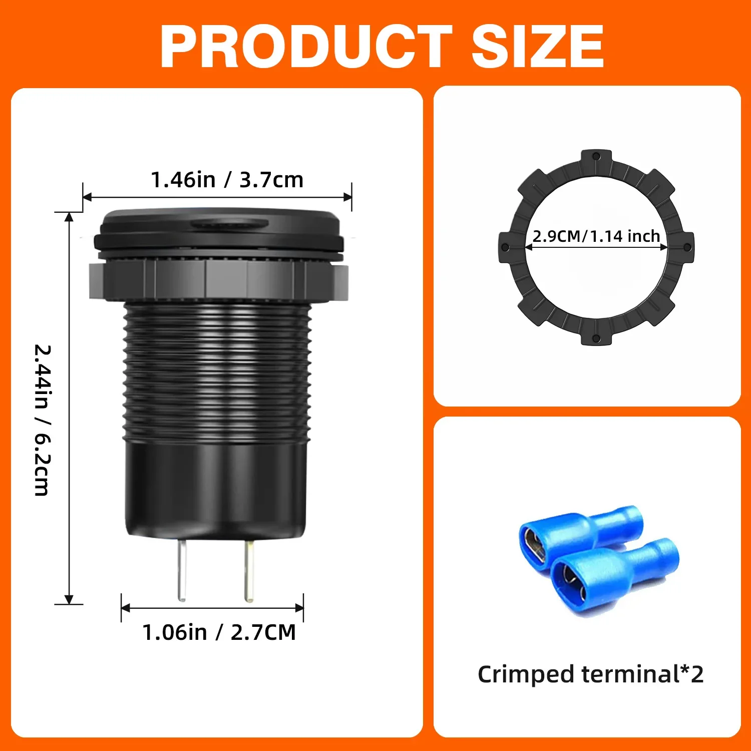 12V USB-Ausgang Aluminium-Autoladegerät PD3.0-Anschluss für Laptops Schnellladung 3.0 USB-Anschluss Wasserdicht mit Voltmeter für Wohnmobil, Boot, Bus – Detail 16
