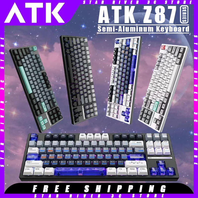 ATK Z87 Mechanical Keyboard Wireless Keyboard Semi-aluminum Tri-Mode Hot Swap Gasket Structure 87 Key PC Accessories Gamer Gift