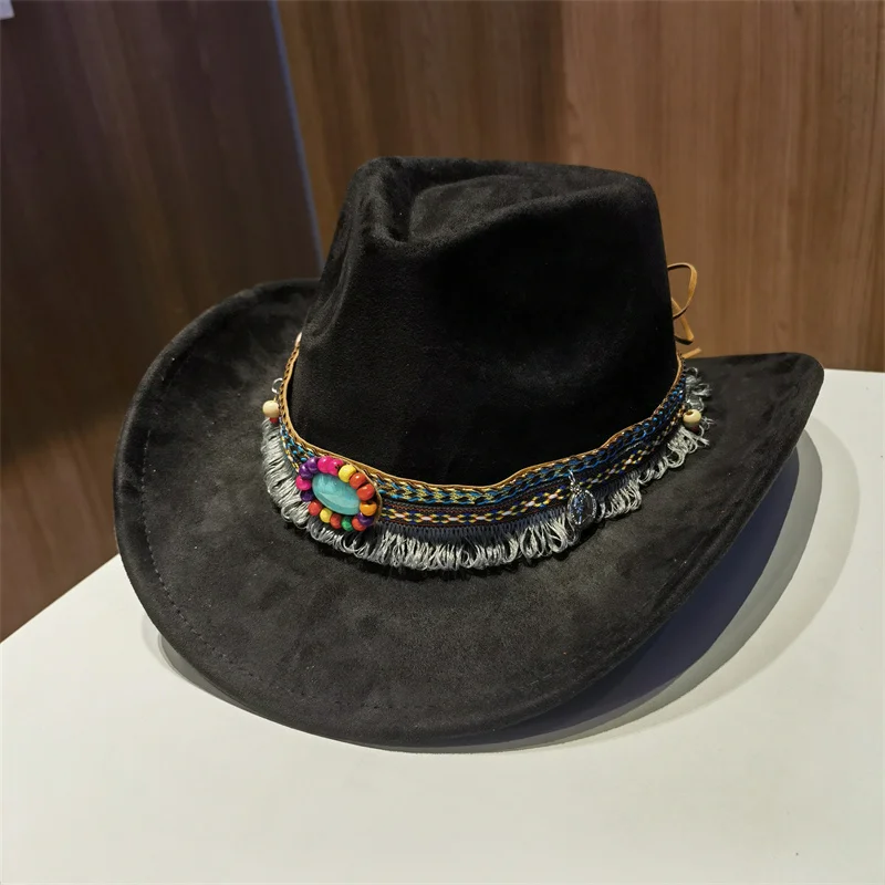 Hats for Women Man Hat Fedoras Suede New Luxury Wide Brim Big Brim Casual Outdoor Vintage Cowboy Hat Sombrero Vaquero Mujer 모자