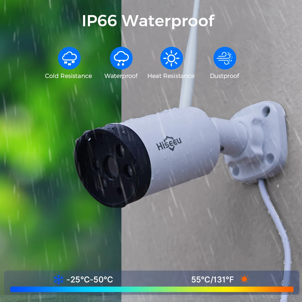 Hiseeu H.265+ 16-канальный NVR 3-мегапиксельная Wi-Fi система видеонаблюдения Комплект обнаружения человека ИК ночного видения P2P Открытый беспроводной IP-камеры Комплект наблюдения