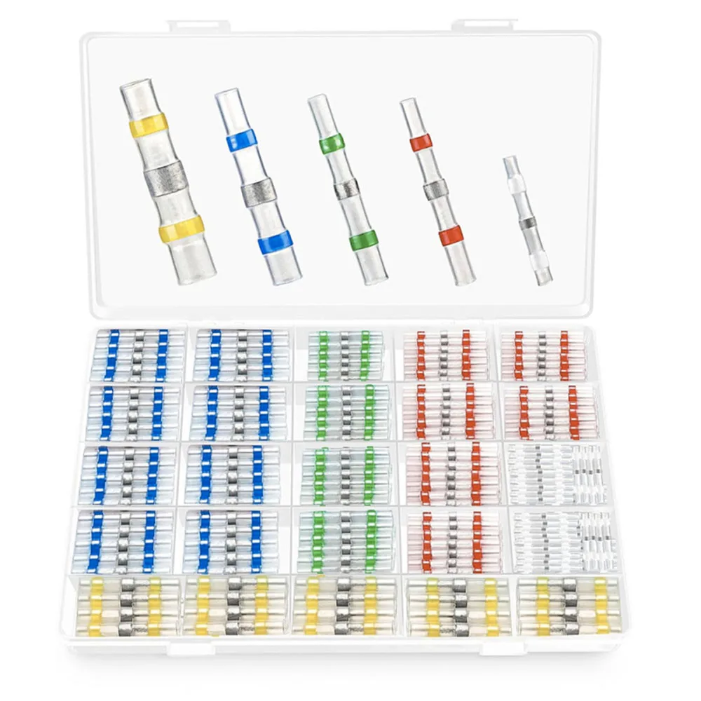 

350 шт., соединители для проводов с паяным уплотнением, термоусадочные соединители для проводов, водонепроницаемая изолированная проводка, комплект клемм для сращивания электрического кабеля