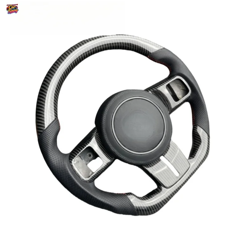 For Jeep Wrangler Gladiator Freedom Light JK JL Big Cut Compass Commander Flat Bottom Carbon Fiber Steering Wheel Without Airbag
