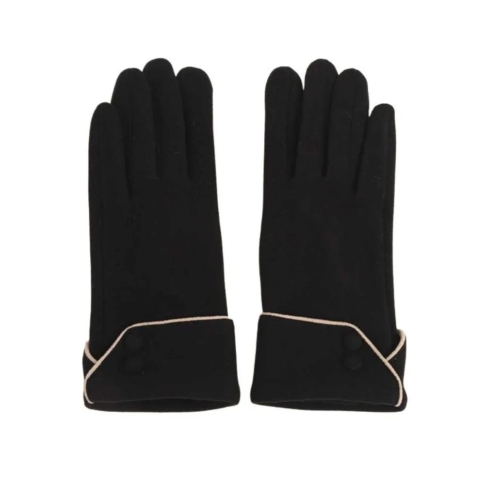 Fashion Button Winter Gloves Touchscreen Fleece Women Gloves Fleece-Lined Anti Cold Cycling Mittens Driving