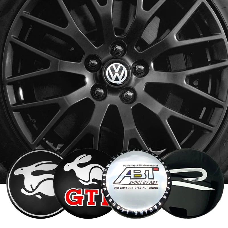 Car Wheel Stickers Auto Center Hub Cap Decal Accessories For Volkswagen VW GTI Rline R Polo Golf MK8 Touareg Passat Magotan Bora