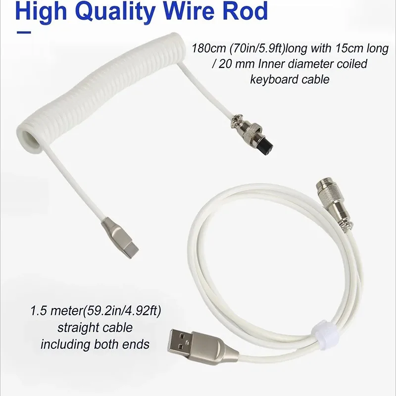 Type-C to USB Metal Adapter Connector 2-Section Detachable Aviator Double-Sleeved Set DIY Gaming Mechanical Keyboard Cable Kit