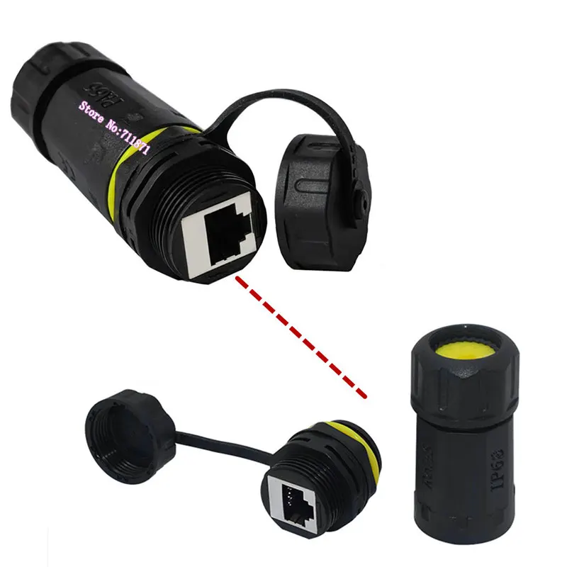 IP68 dustproof Waterproof Rj45 female to female Extension connector Adapter 8Pin Rj45 Female Ethernet Adaptor Jack Plug socket