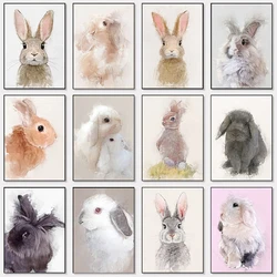 Adorable Animal Rabbit Portrait Posters HD Print Canvas Painting Wall Art Picture Child Bedroom Kids Room Nursery Home Decor