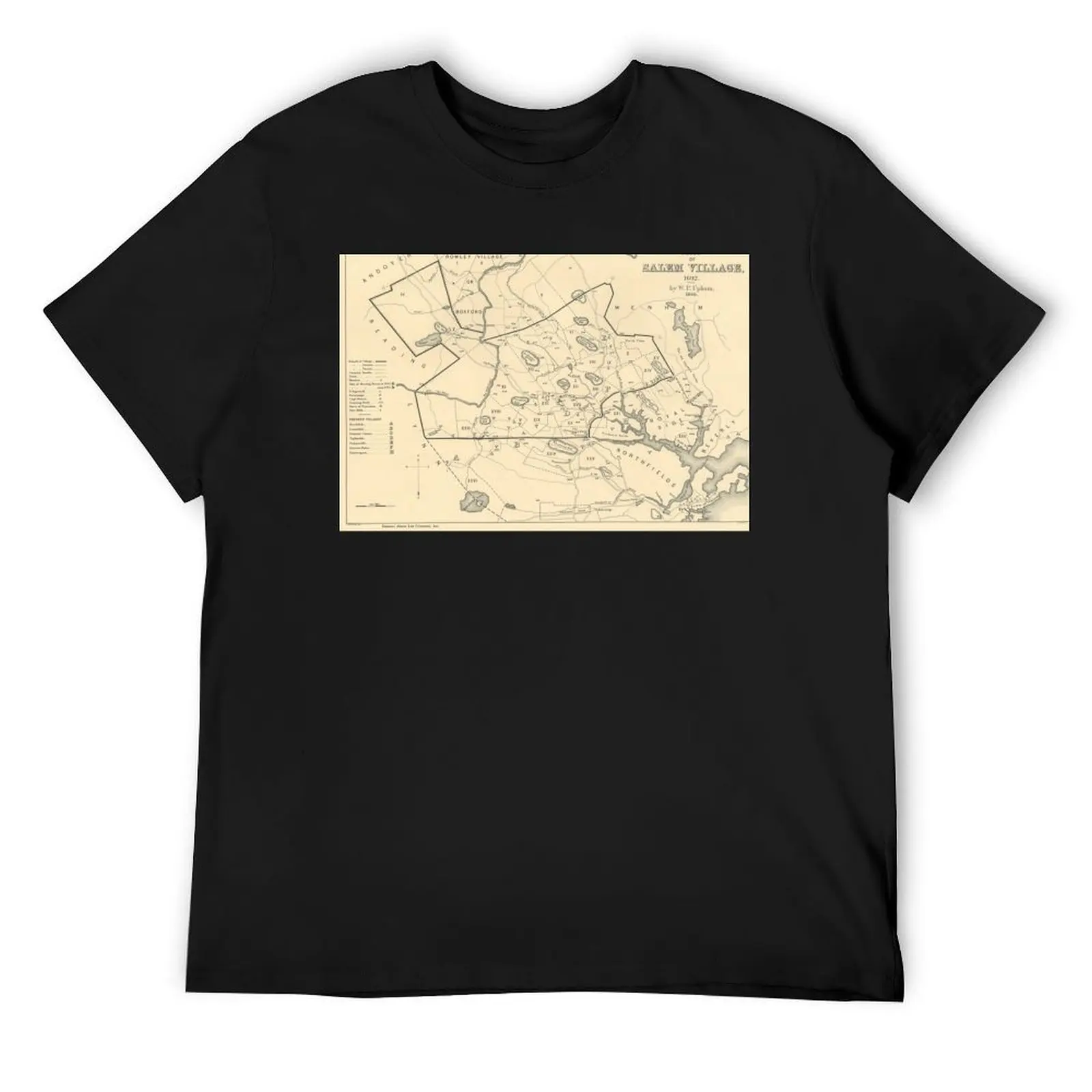 

Map of Salem, Massachusetts During Witch Trials T-Shirt man clothes graphic t shirts cotton t shirt men