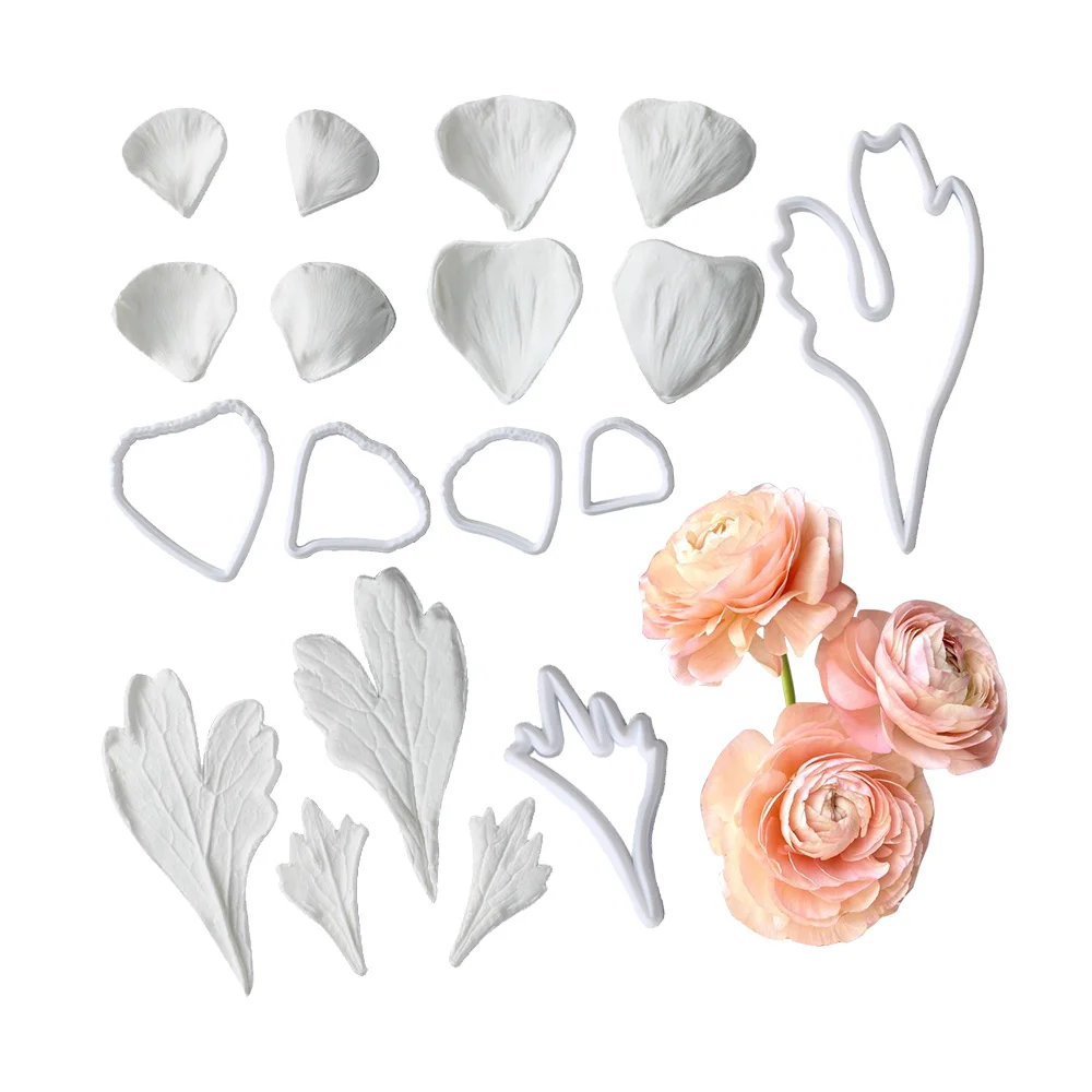 Buttercup Flower Fondant Set Sugarcraft,Clay,Fondant,Gum Paste Flower Petal Silicone Mold Plastic Cutters