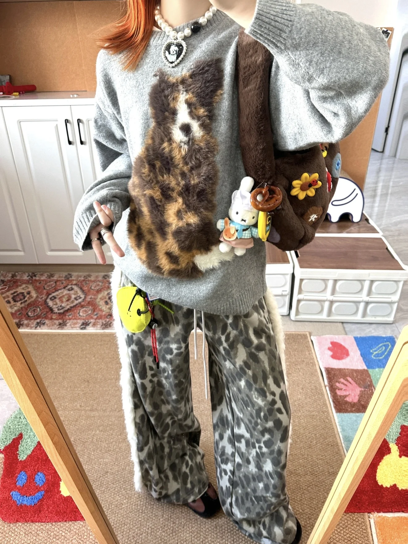 

TheLike Original Dir Dog Sweatirt Long Sve round Ne Knitted Sweater Women's Sle Commute Loose Fit Warmth Autumn Wi...