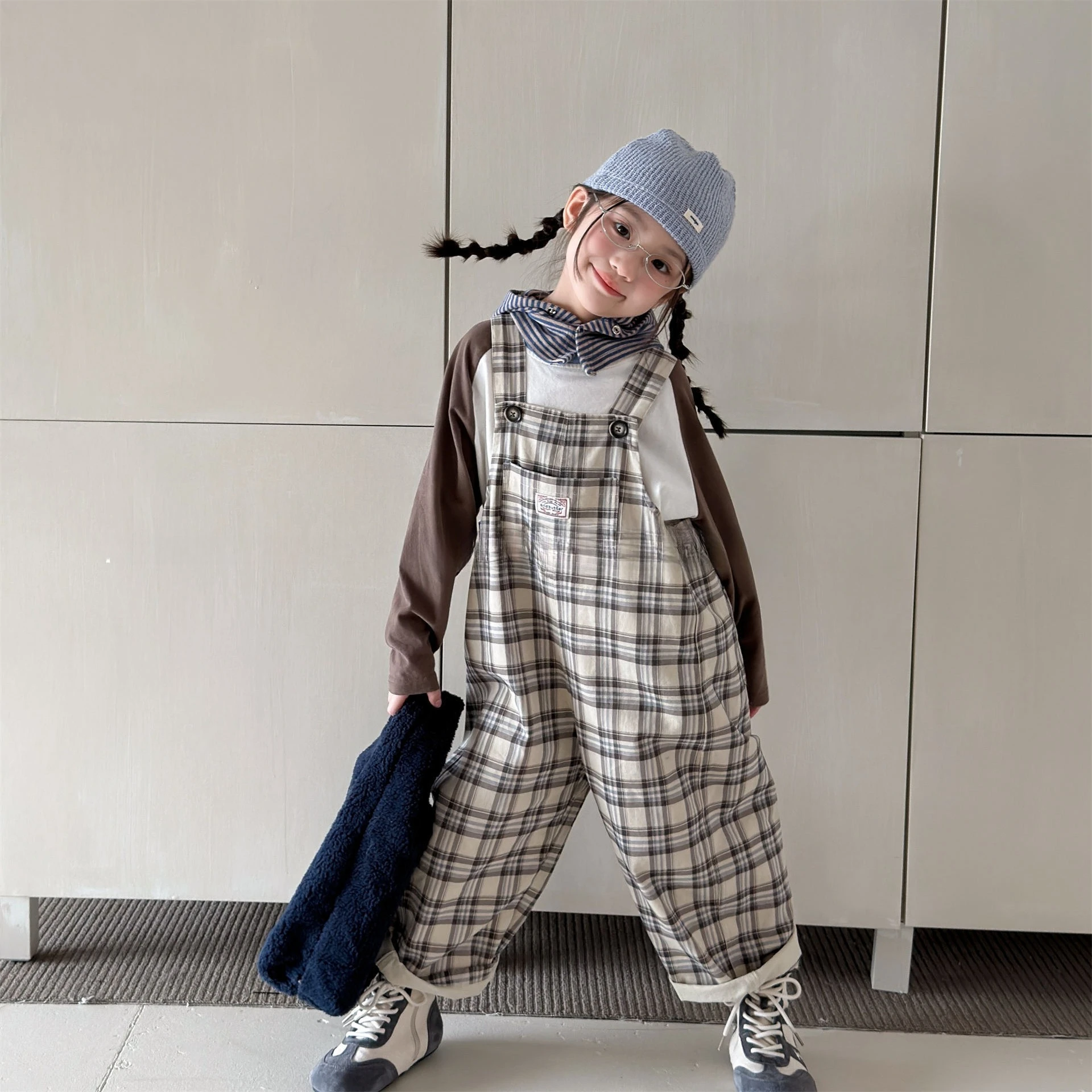 2026 Autumn Kids Pants Korean Style Boys Girls Long Trousers Spring Fall Children Suspender Overalls Dungarees