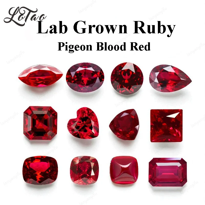 

Czochralski Method Pigeon Blood Red Color Lab Grown Ruby Multiple Shape Charm Beads for Diy Jewelry Making Rings Materials