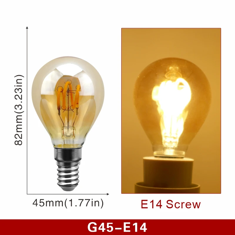 E14 E27 Retro LED Spiral Filament Glühbirne 4W Warm Gelb 220V C35 A60 T45 ST64 T185 T225 G80 G95 G125 Vintage Edison Lampe