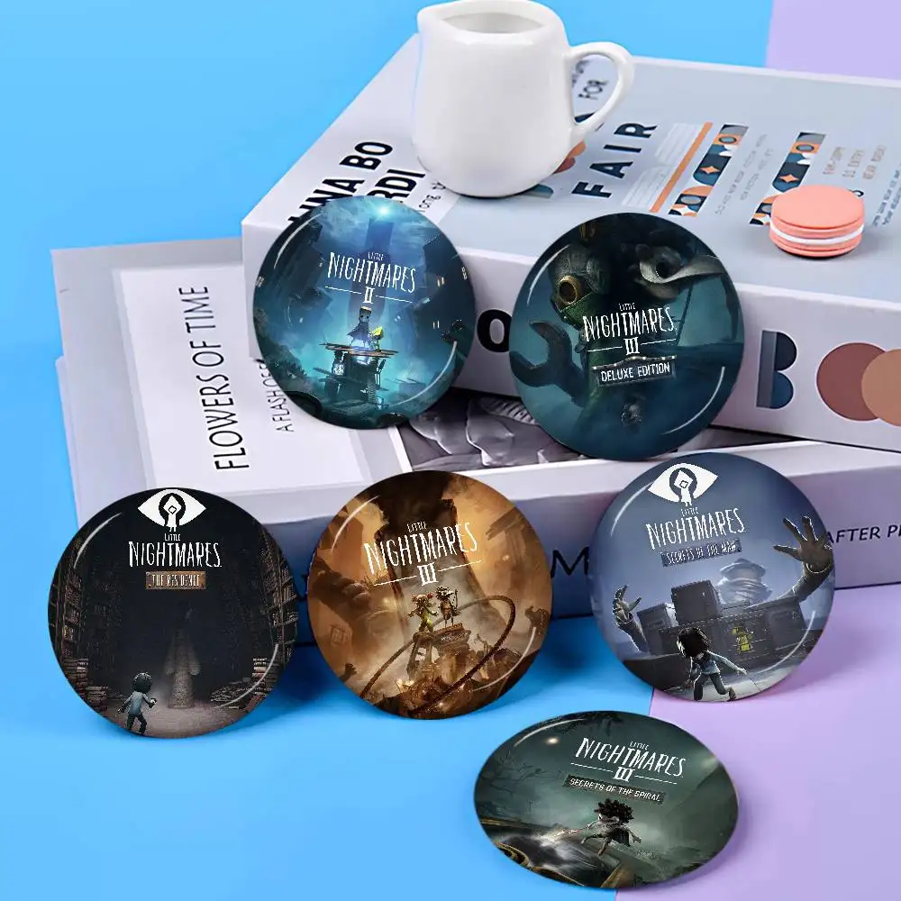 Horror L-Little Game Nightmares Photo Brooches Creative Round Badge Gifts Pins 32/44/58mm