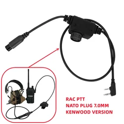 Tactische U94 Ptt RAC Ptt Kenwood Plug voor Baofeng UV5R UV82 voor PELTO Headset COMTA Airsoft Schieten Hoofdtelefoon Gel Oorbeschermers