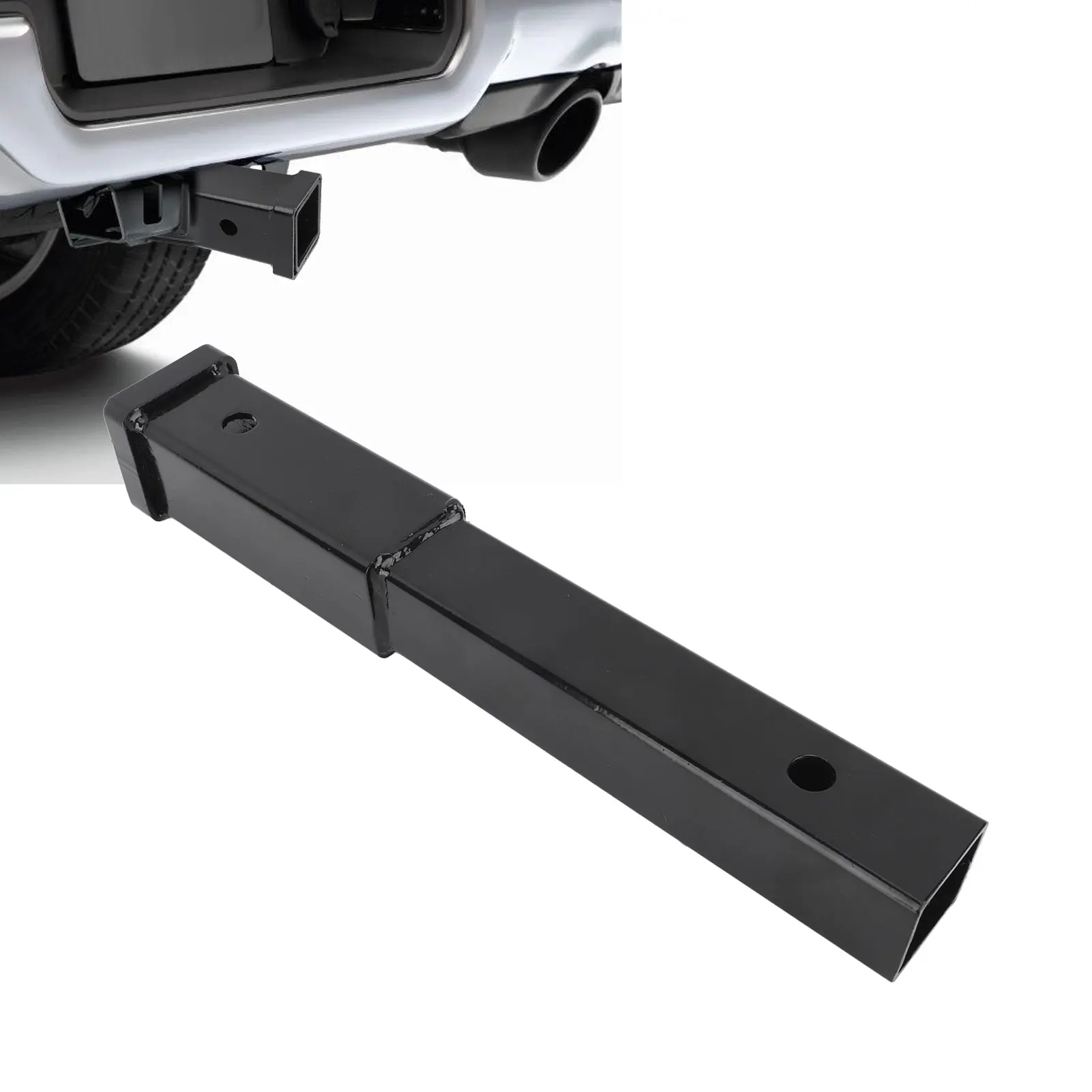 

12 Inch Trailer Hitch Receiver Extender Black 5000 Lbs Towing Reliable Hitch Extension For 2 Inch Receiver Tube Tow Bar Shank