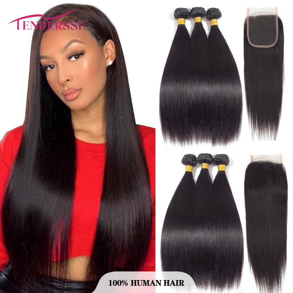 12A Ombre Indian Bone Silky Straight Hair Bundles With Lace Closure 100% Remy Virgin Straight Human Hair 3 Bundles With Closure