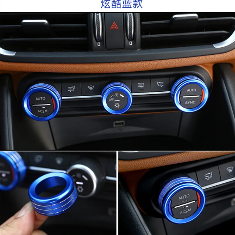 

Center Console AC Air Conditional Knob Decoration Ring Car Stickers For Alfa Romeo Giulia Interior Accessories