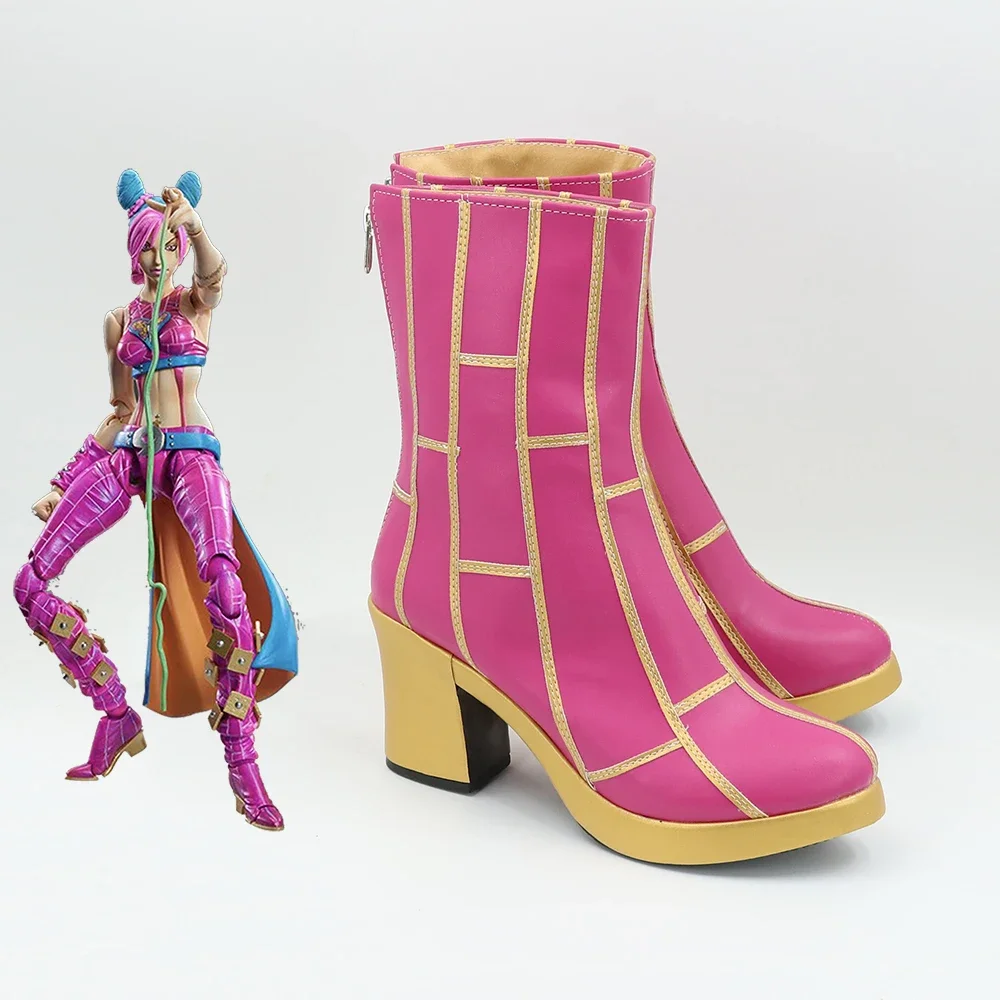 Cujoh Jolyne Cosplay Shoes Anime JoJo's Bizarre Adventure Cosplay Boot Cosplay Prop Halloween PU Leather Shoes Custom Made