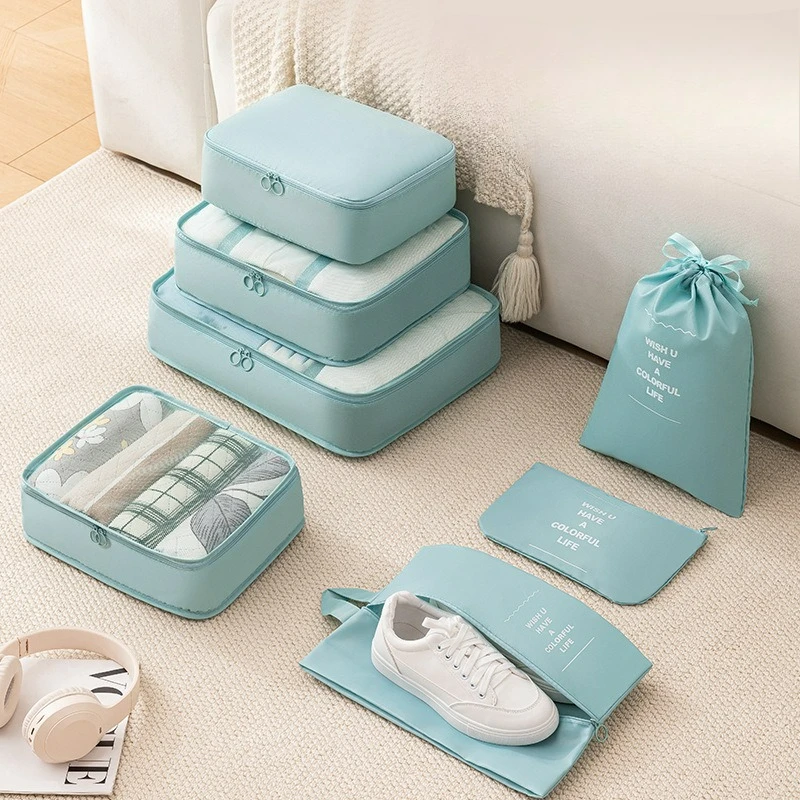 Reise-Aufbewahrungstasche, tragbare Kleidung für Geschäftsreisen, Gepäck, Verpackungstasche, faltbar, wasserdicht, großes Fassungsvermögen, 7-teiliges Set