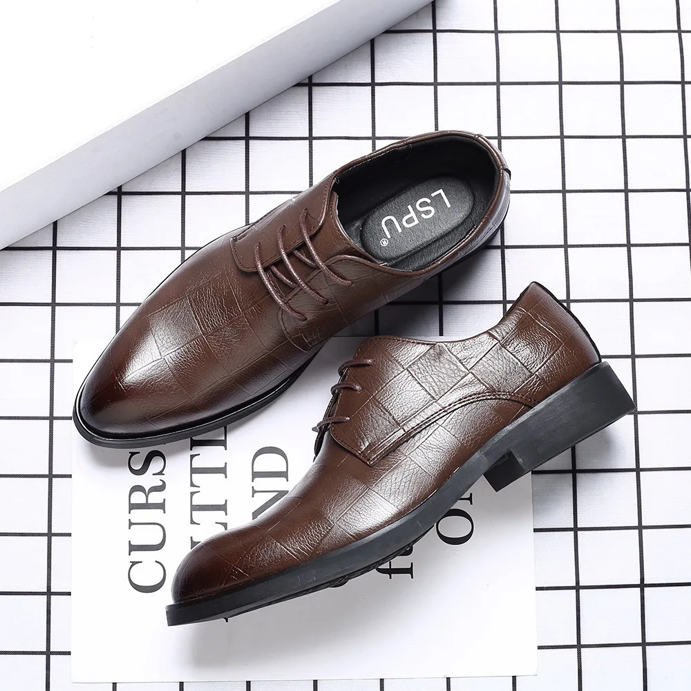size 37-45 office elegant shoes mens formal leather shoes casual business brown men dress shoe derby hommes chaussure