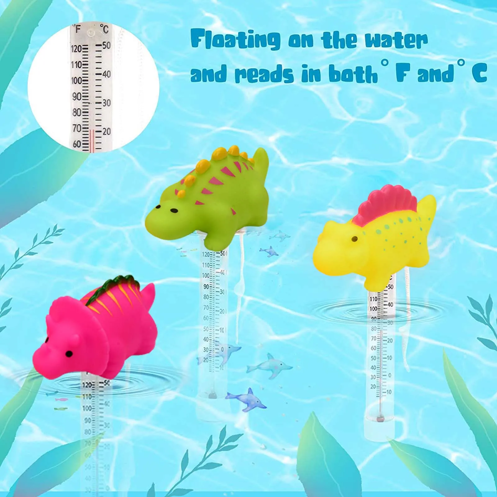 Swimming Floating Pool Thermometer Floating Cartoon Shark Easy To Read Water Temperature Gauge Thermometer Easy Reading Pool