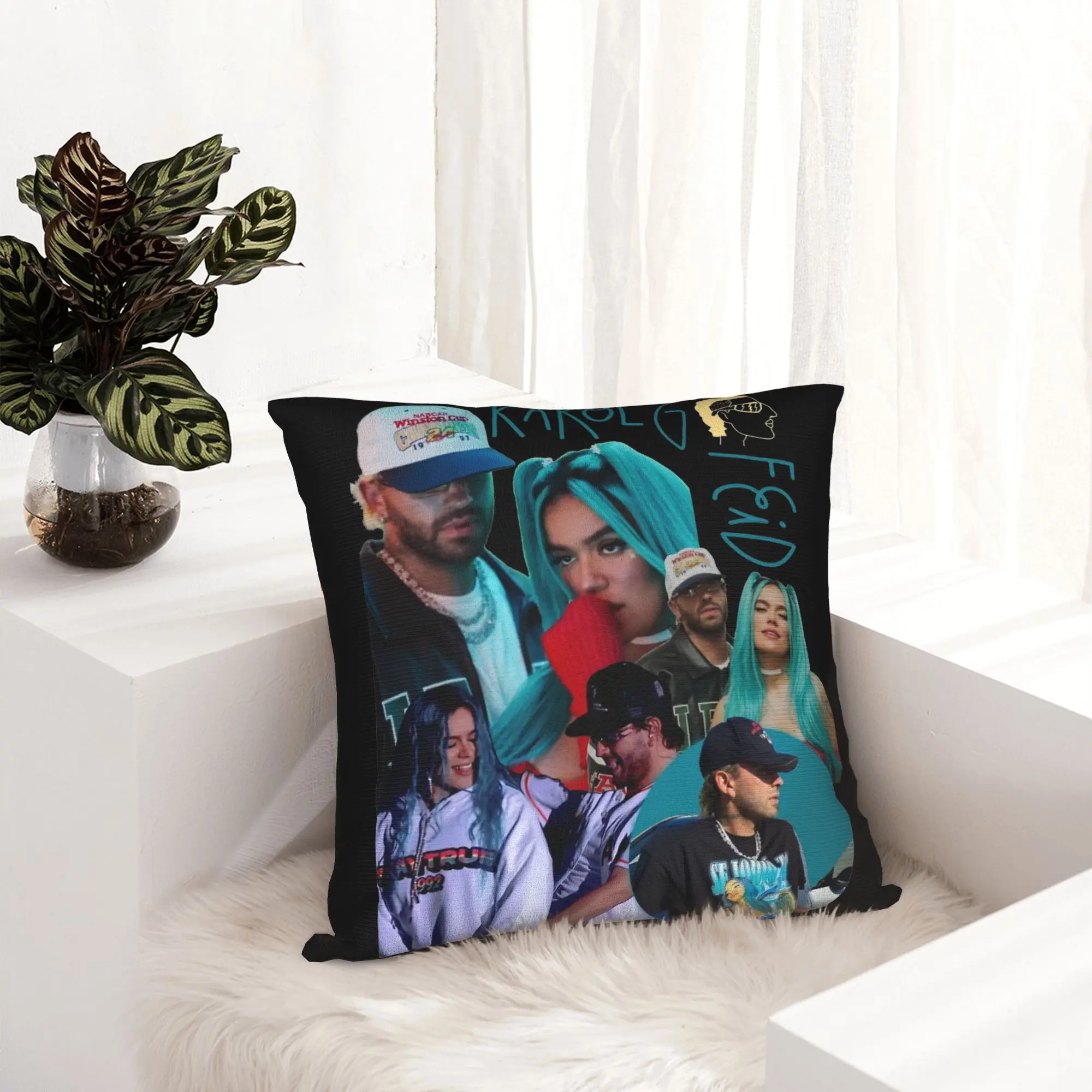 Feid Ferxxo KAROL G Pillowcase Printing Polyester Cushion Cover Gift  Pillow Case Cover Bedroom Zipper 18''