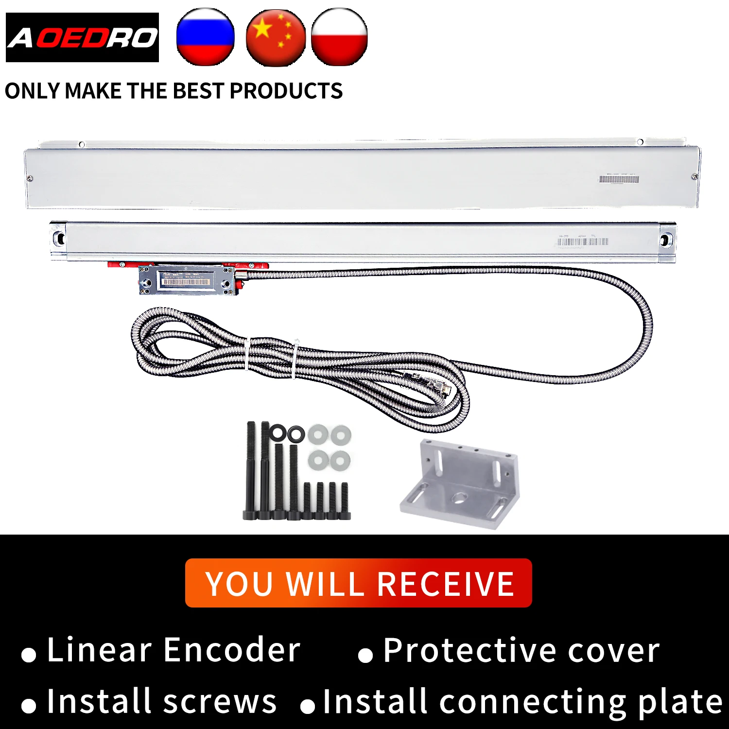 Best Quality High Precision Linear Scale ABZ 5micron DRO Encoder 70 120 170 220 270 320 370 420mm Optical Grating Ruler