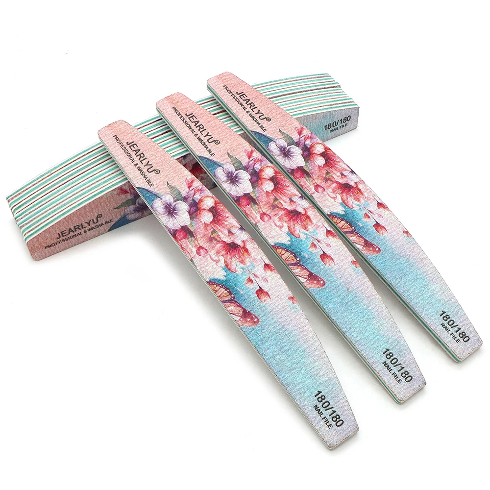 10개 네일 파일 및 버퍼 세트 180/180 그릿 보트 모양 광택 샌딩 파일 가정 및 살롱용 딥 파우더 네일 제거
