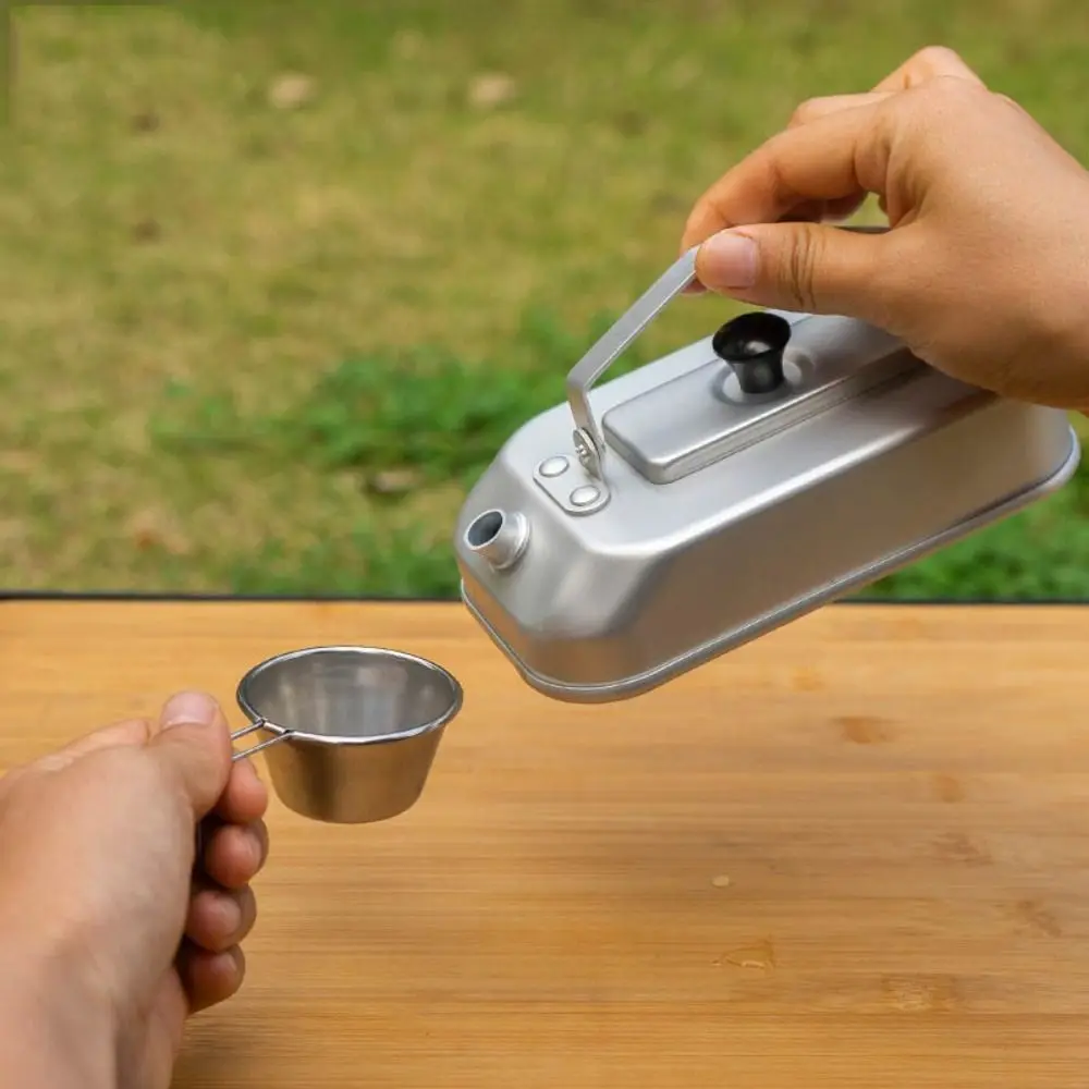 

300ML Aluminum Alloy Camping Tea Kettle Handheld with Handle Camping Boiling Water Pot Lightweight Leakproof Tea Cooker Travel