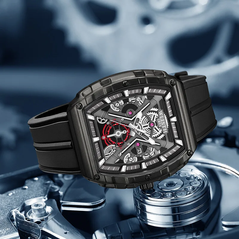 Jam Tangan Kalender WLISTH Tonneau - Jam Tangan Fashion Quartz Pria, Jam Tangan Olahraga Pria Terlaris