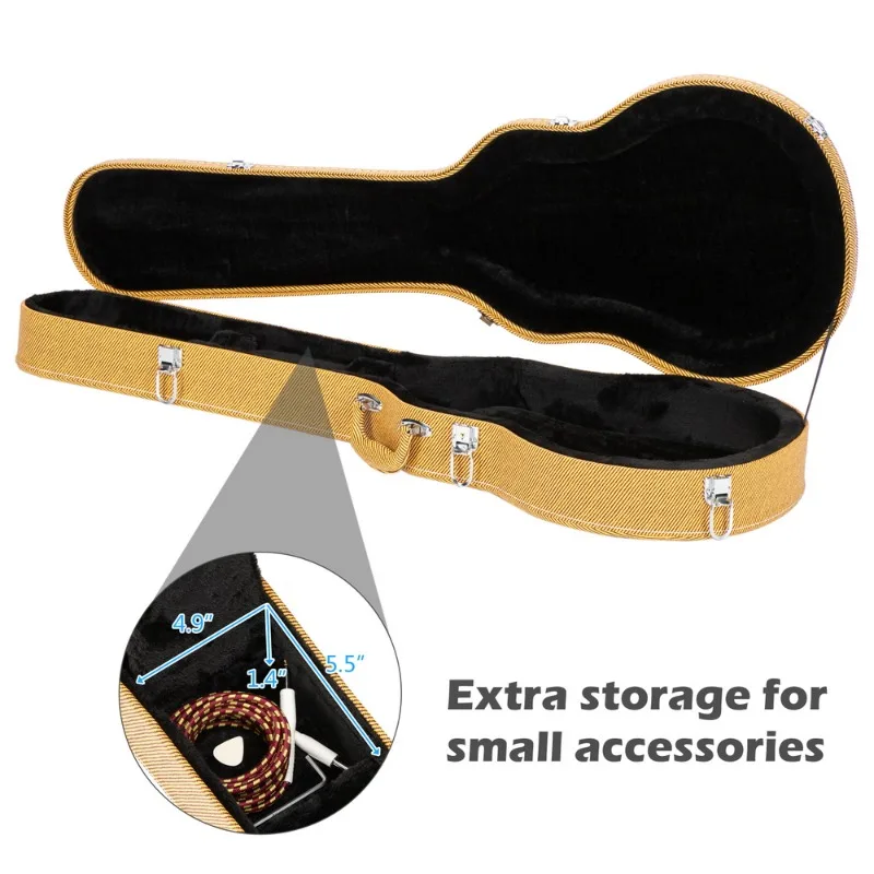

Premium Yellow Fine Grain Drum Head Case Electric Guitar Hard Case Leather Guitar Storage Case for Electric Guitar Protection