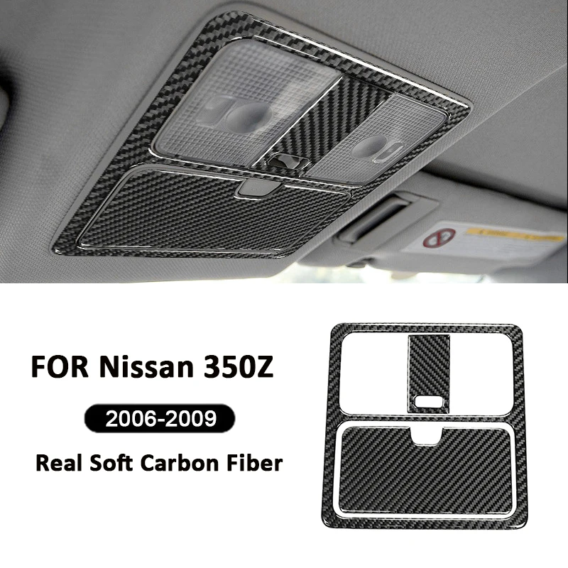 

For Nissan 350Z 2003-2009 Carbon Fiber Car Center Roof Reading Light Panel Trim Cover Decoration Sticker Interior Accessories