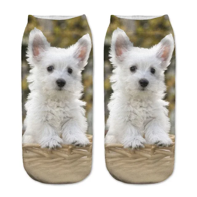 Gorąca sprzedaż 3D Digital Printed Chow Dog Women Socks Unisex Fashion Cute Short Sock Women Low Anklet Print Cute Dog Sock 2022