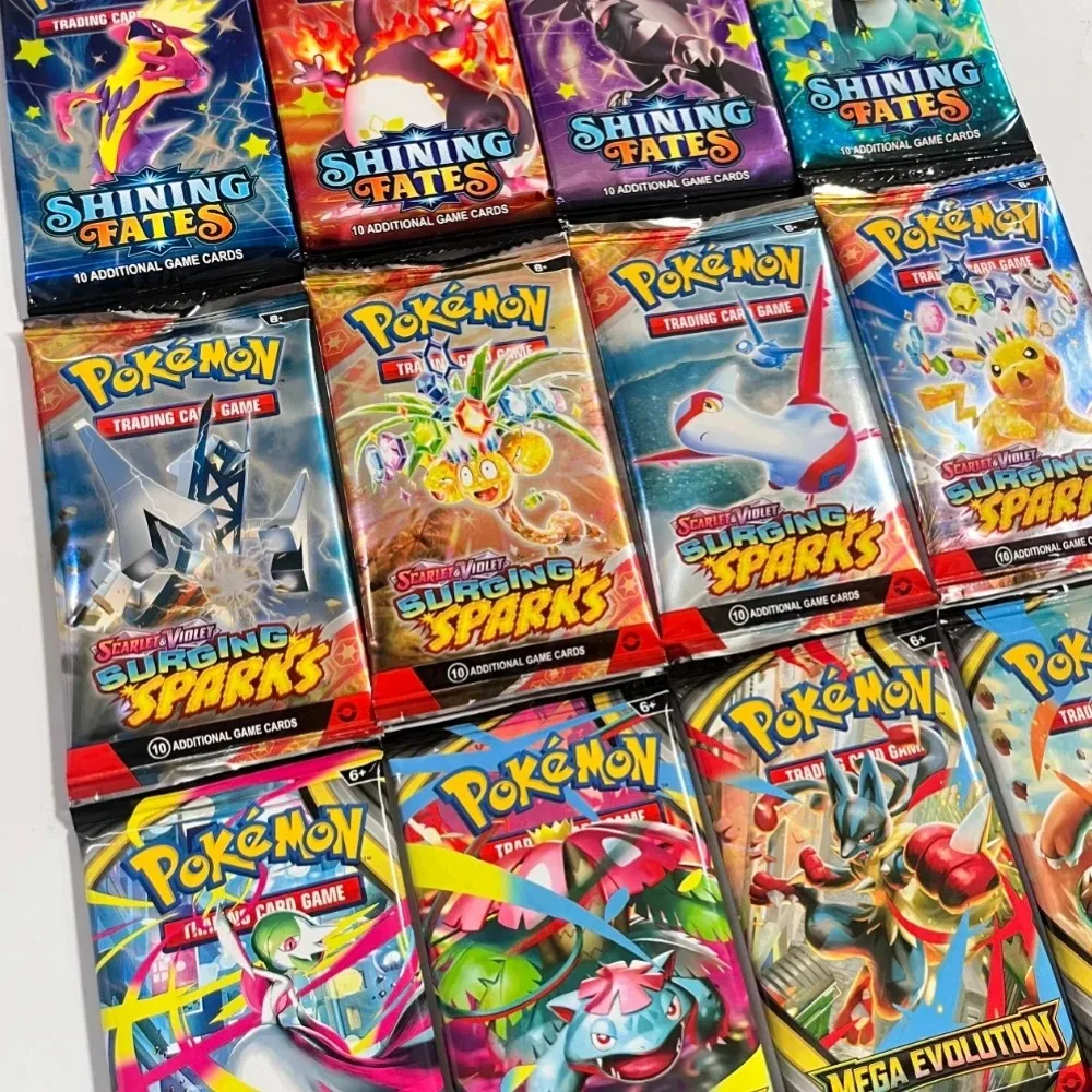 10 paquets de cartes Pokémon, Chaos Rising, 151 Prismatic Evolutions, PALDEAN FATES, renforts anglais, carte de combat à collectionner en cadeau