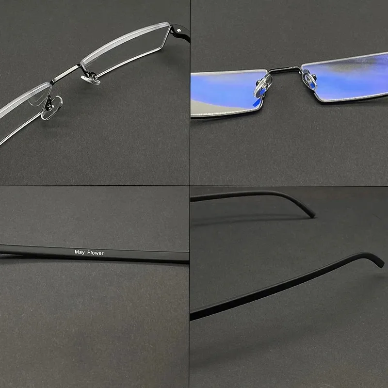 Quadratische Halbrahmen-Lesebrille für Männer und Frauen, modische Presbyopie-Brille, Anti-Blaulicht, Vintage-Business-Dioptrienbrille +1,0 – Detail 18