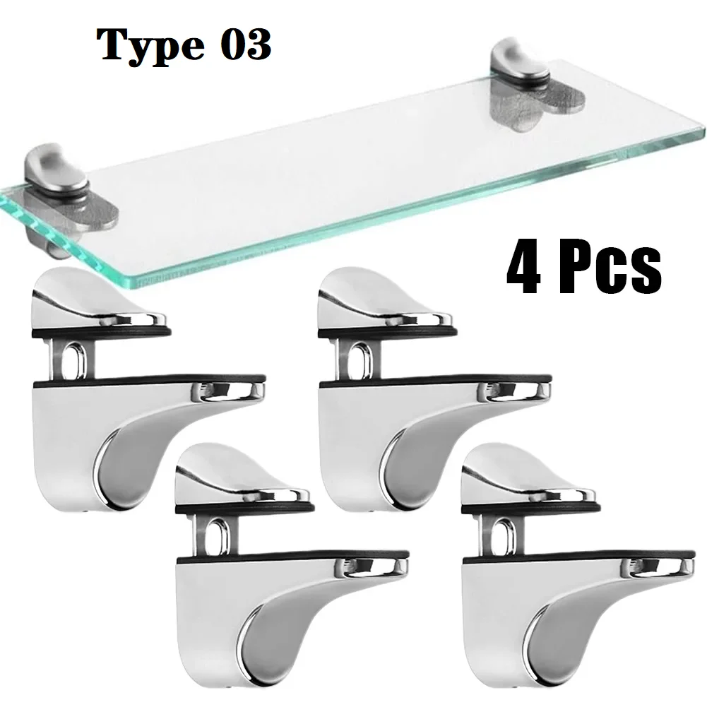 2/4/8Pcs Glass Clamp Adjustable Zinc Alloy Glass Clip Shelf Clamp Holder Flat Back Mount Holder For Partition Board Desk