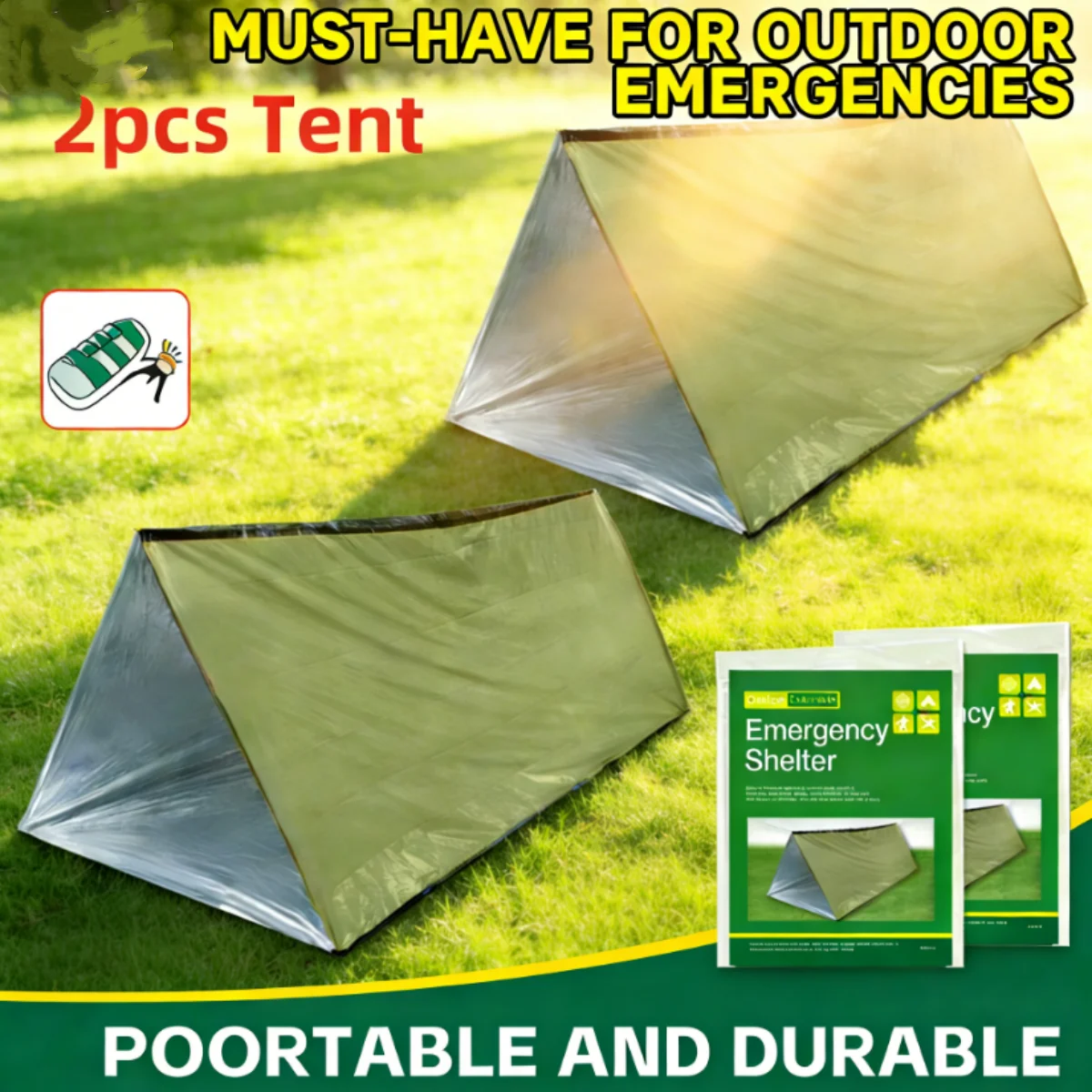 

Легкий термоизоляционный комплект-укрытие (2 шт.) из майларовой ткани, складная палатка для походов и активного отдыха в дикой природе