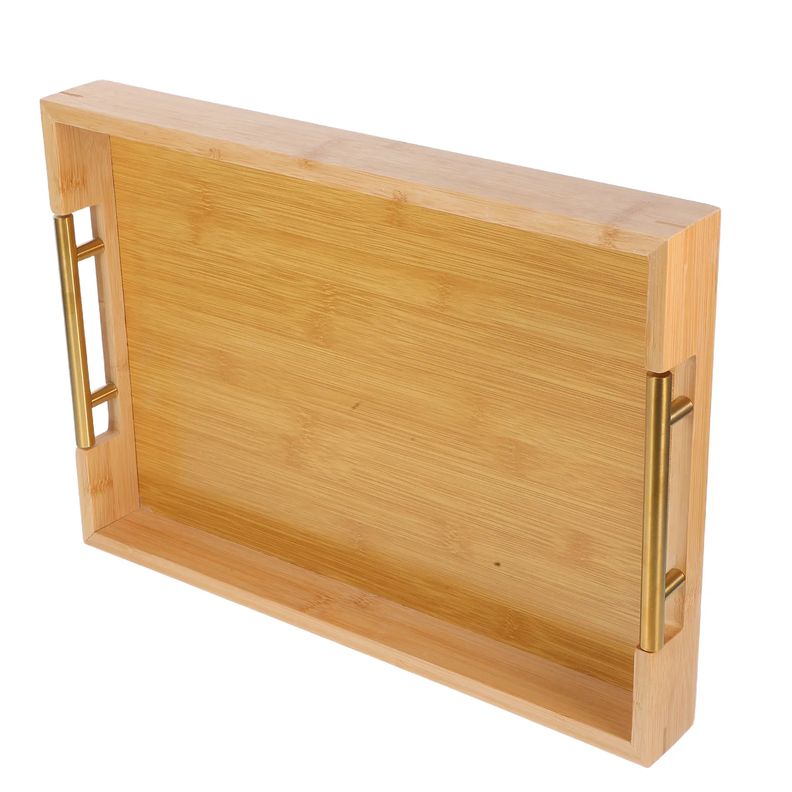 Wooden Serving Tray Bamboo Material with Comfortable Handles Rectangular Multi-Function Tray for Bed Coffee Table Ottoman Snack