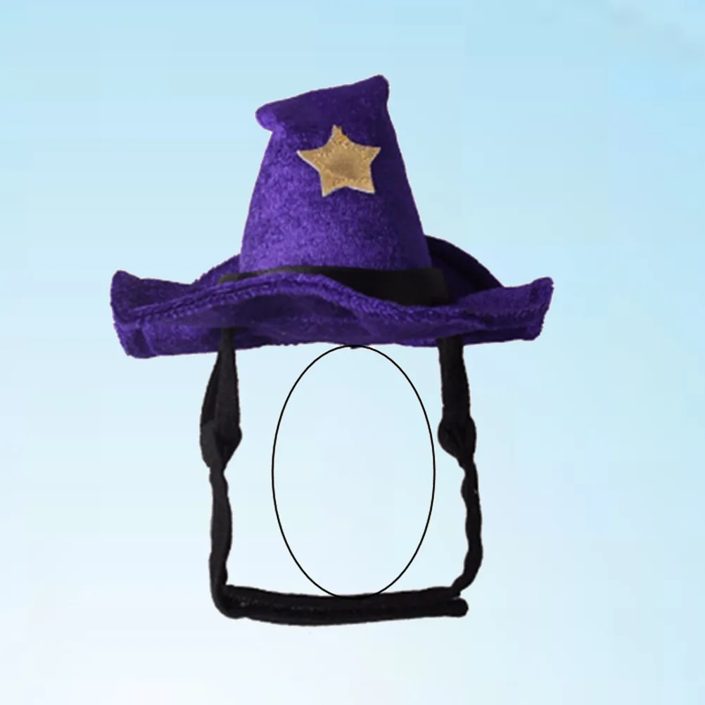 Pet Witch Hat Halloween Festival Lightweight Purple Flocking Party Headwear Masquerade Cosplay Performance Show