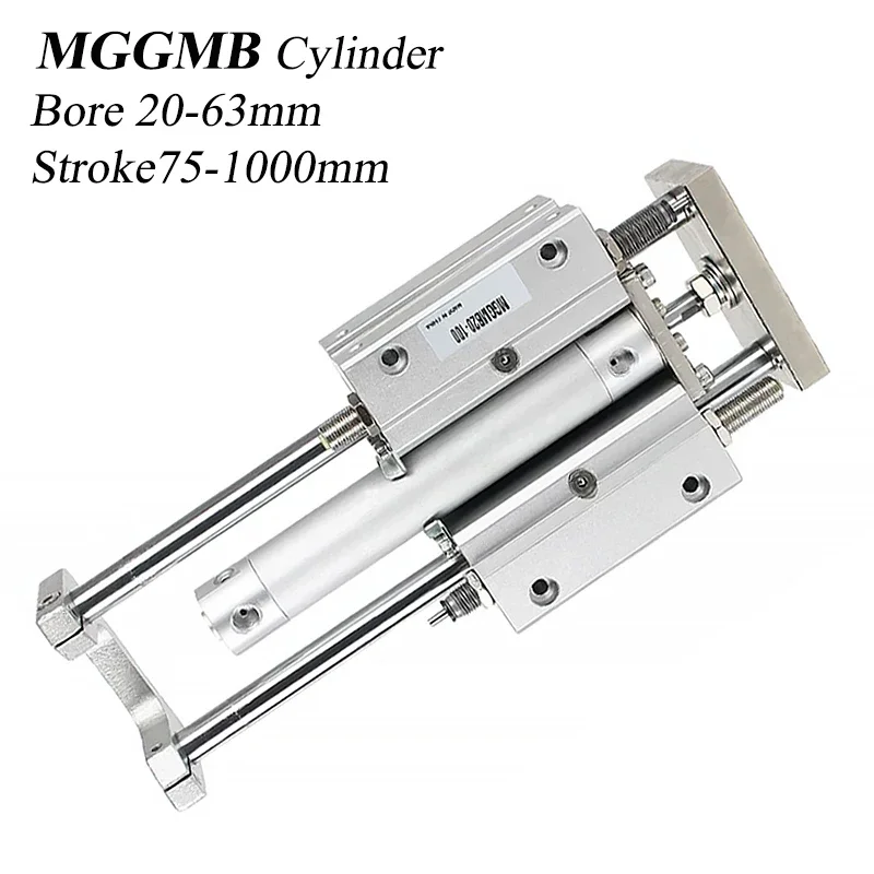 HLH MGGMB Three Axis Three Bar Guide Pneumatic Cylinder MGGMB20/25/32/40/50/63*100 200 300 400 500 600 1000 With Buffer Adjustab