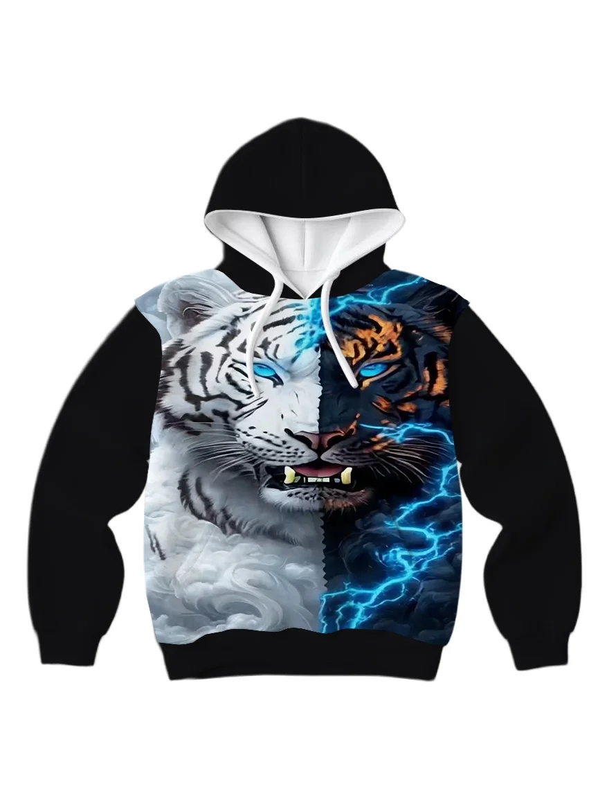 

2025/26 Latest Popular Hoodies Y2k Animal Lion Tiger Street Trend 3D Autumn/Winter Adult Men's and Women's Large Pocket Hoodies