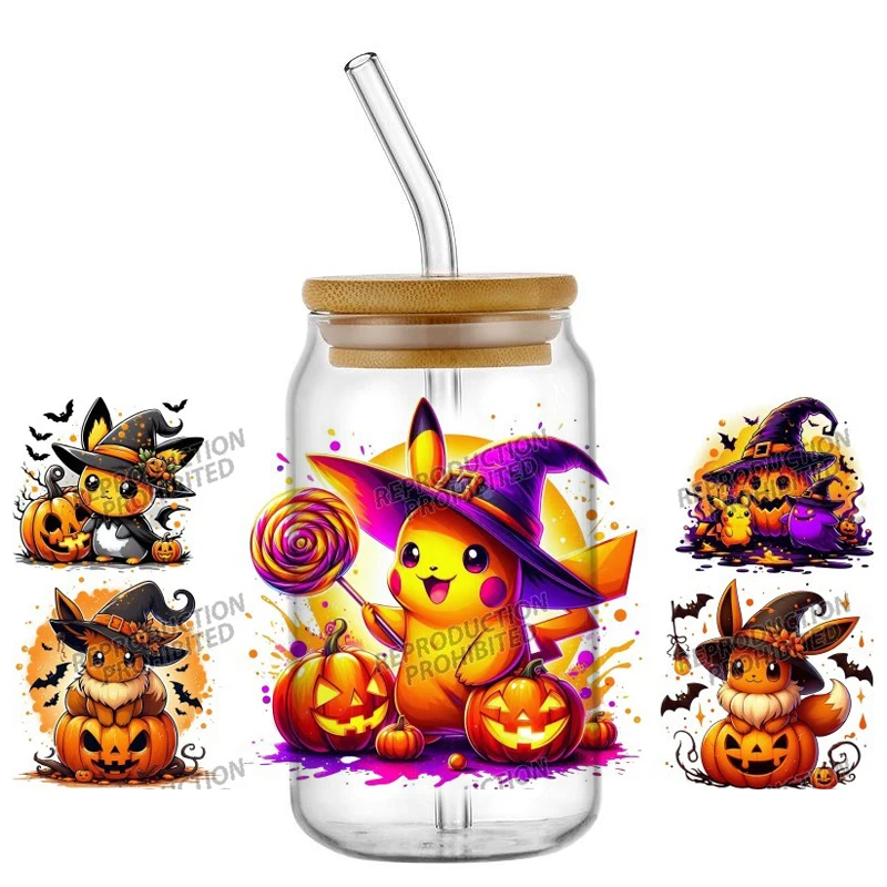 Halloween theme Japanese Anime Characters 16oz UV DTF 3D Transfer Sticker Decals For Glass Can Cup Craft DIY Creative