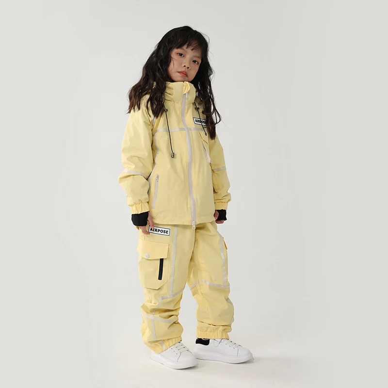 Trajes de esquí para niños, conjuntos térmicos impermeables para snowboard y nieve, pantalones, chaquetas, a prueba de viento, invierno al aire libre