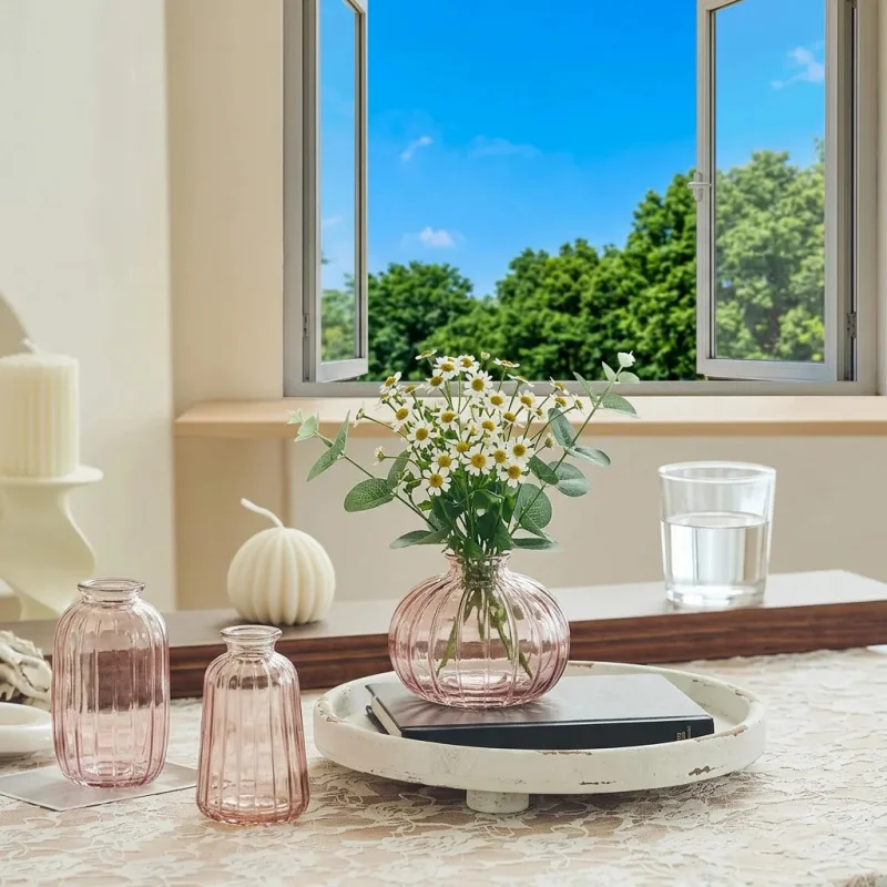 Mini-Glasvase im japanischen Stil für Wasserkultivierung, dekorative Blumenvase für den Schreibtisch und Zierblumenarrangements