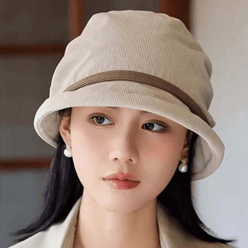 

Temperament Corduroy Pullover Cap Solid Color Japanese Style Winter Fisherman Hat Soft Windproof Anti-cold Bucket Hat Autumn